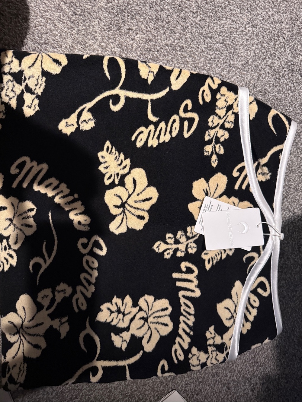 Marine Serre Black & Cream Floral Logo Jacquard Shorts